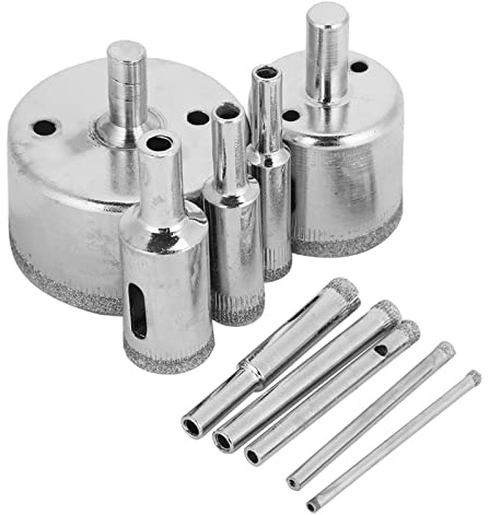 Aramox Jeu de Forets à Noyau 10 Pièces de 3 Mm à 50 Mm pour Carrelage, Verre, Céramique et Marbre, lubrifié à l'eau, Démarrage Facile pour les Installateurs Domestiques