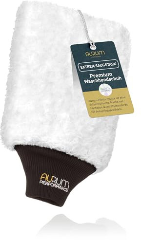 Aurum-Performance® Profi Autowaschhandschuh aus weicher und saugfähiger Microfaser - Auto Waschhandschuh für schonende und effektive Autopflege (1 Stück)