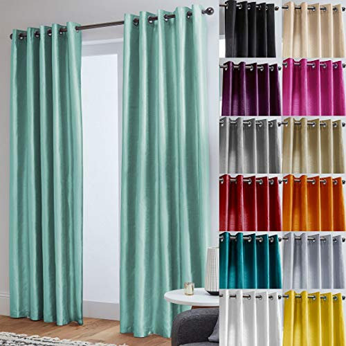 John Aird Luxury Faux Silk Fully Lined Eyelet Curtains (Duck Egg, 117cm Width x 137cm Drop (46x 54)