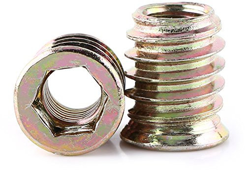 20 Stück Zinklegierung Möbel Hex Antrieb Nuss Gewindeeinsatz Holzeinsatz Muttern Sortiment(M8*17mm)