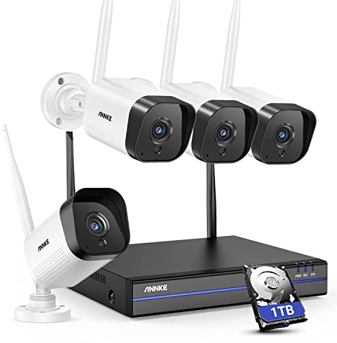 ANNKE 10CH 5MP Wireless CCTV Camera System with 1TB HDD, 4X 3MP WiFi Security Camera, Plug and Play, 2-Way Audio, AI Human Detection, 100ft Night Vision, Remote Access, 24/7 Recording, IP66 Waterproof