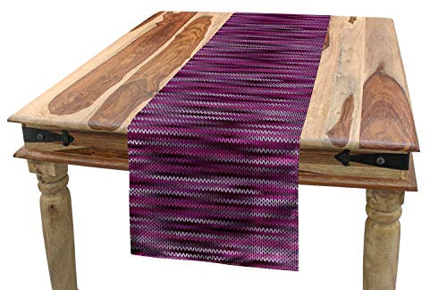 ABAKUHAUS Magenta Chemin de Table, Vintage Tricoter, Rectangulaire Décoratif pour Salle à Manger, 40 cm x 180 cm, Fuchsia Violet