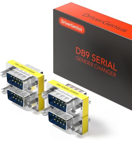 DriverGenius Serial RS232 Gender Changer - 9-Pin DB9 Male-to-Male Adapter (Metal, RS232M2M-4A, 4 Pcs/Pack)
