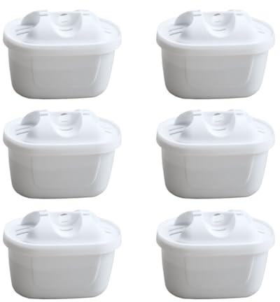 Trade-Shop 6 x Filter Cartridges for Bosch Tassimo Charmy (T55), Fidelia+ (T65), TC6, TKA6, TW6, TWK6 Water Filter/Filter Cartridge for Clean, Delicious Water