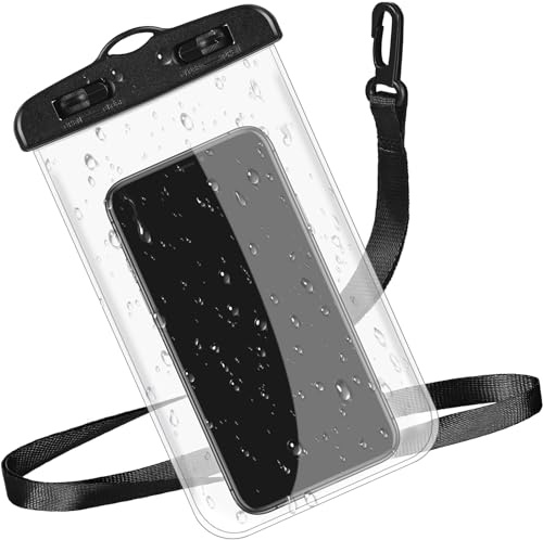 Weewooday wasserdichte Handyhülle Universal IPX8 wasserdichte Handytaschen Unterwasser Tasche mit Lanyard Handy Wasserschutzhülle Wasserfeste Handyhülle für Meisten Telefone bis 6,7 Zoll, Schwarz