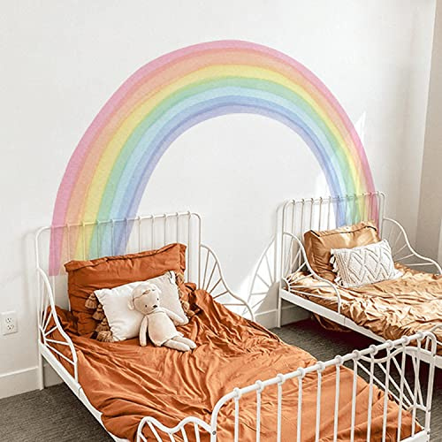 Funlife Wandtattoo Regenbogen Groß 192X112cm, Selbstklebend Pastell für Kinderzimmer, Fabric Wandtatto für Babyzimmer Schlafzimmer