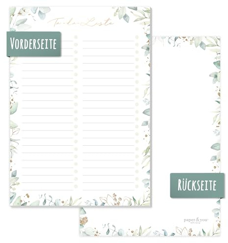 To-do Listen Block A5 für Aufgaben & Notizen Blattgold | Für Alltag & Schreibtisch: 50 Blatt mit 100g/m²-Papier, To-do-Liste, Rückseite für Notizen & Kringel zum Abhaken