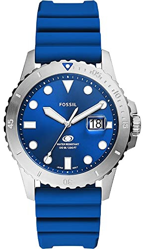 Fossil Watch for Men Fossil Blue Quartz/3 Hand Date movement 42mm case size with a Silicone strap FS5998