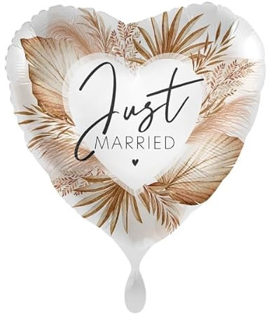 Herz-Folienballon * JUST MARRIED * als Deko oder Geschenkdeko für die Hochzeit | Größe: 43cm | Luftballon Ballon Vermählung Verlobung