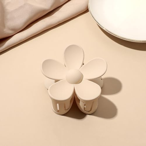 Wambere 1 Stück Damen Blumen Haarklammern,Blumenhaarnadel Haarspangen rutschfeste Kunststoff Haar Krallen Haarklammern Haarschmuck Haar Accessoires für Frauen Mädchen für Tägliches Tragen,Beige