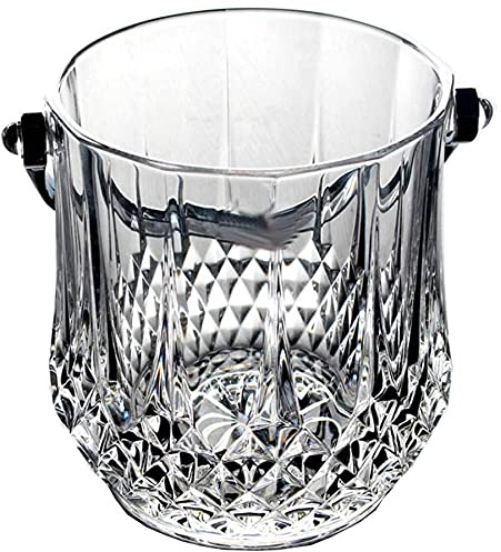 ZzzaNa Seau à Glace en Verre Cristal avec poignée, 1 Litre de Seau à Glace sans Plomb, Seau à Champagne Transparent, Garde la Glace congelée Plus Longtemps. Seau