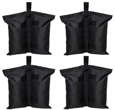 Kellegour 4 Stück Beingewichte für Pavillon Sandsäcke zum Beschweren,Gewichtssack Bag,Pavillon Beschwerer,für Pop Up Baldachin Zelt,Sonnenschirmständer,Befüllbar Wiederverwendbar Schwarz