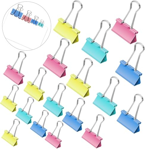XUSSMM 150 Stück Foldback Klammern, 15mm/19mm/25mm/32mm Bunt Foldbackklammerm, Binder Clips, papierklammern fotoklammern, Metall Büroklammern für Bürobedarf, Briefpapier Papier(Farbe)