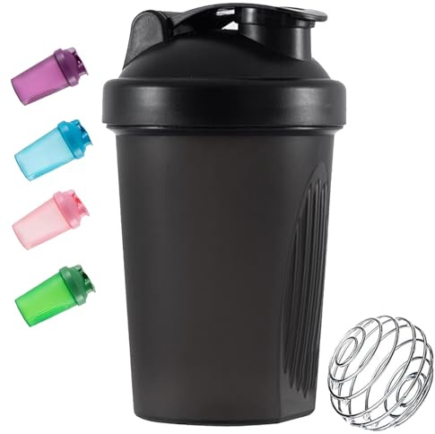 Toced Protein-Shaker-Flasche mit Edelstahl-Mixball, Mini-Wasserflasche für Protein-Shakes mit auslaufsicherem Klappdeckel, BPA-frei, perfekt für Protein- und Supplement-Shaker-Flasche, 400 ml