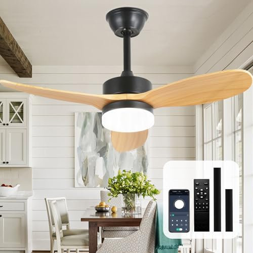 Finktonglan 36 Farmhouse Ceiling Fan with Light and Remote Control, Black Ceiling Fans with Lights for Indoor and Outdoor, DC Motor Ceiling Fan with Two Rods for Patio, Living Room, Dining Room