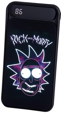 Rick And Morty 10,000 mAh Light-Up Power Bank. Charge Up To 2 Phones At Once. LCD Power Indicator Display. 4 Full Device Charges On The Go. 2x USB-A Outputs. Compatible With Apple, Samsung And Huawei.
