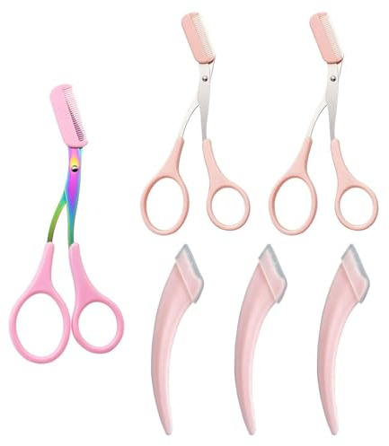 3 Augenbrauenscheren, 3 Ellenbogenscheren, Augenbrauenschere Für Damen, Augenbrauenschere Mit Kamm, Schere Zum Augenbrauenschneiden, Augenbrauenschere Mit Kamm Für Herren