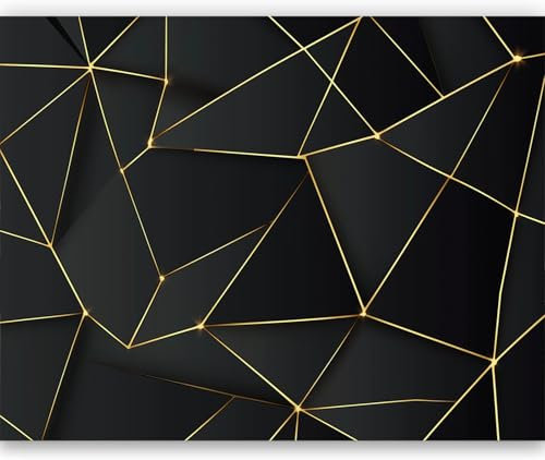 Mural Wallpaper Geometric Black Lines Bedroom Living Room Decoration Poster 400 x 280 cm Non-Woven Premium Art Print Wall Mural 3D Effect Black