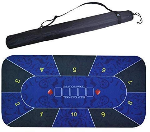 Tischspiel Filzmatte Poker Rechteck Texas Holdem Las Vegas Design Roulette Inkl. schwarzer Aufbewahrungstasche, Maximal 10 Plätze, 0,6X1,2M