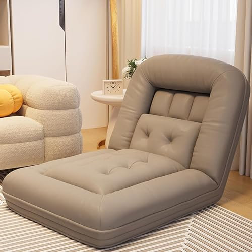 Ausziehbarer Boden-Sofa-Stuhl, Klapp-Couch-Bett, Gäste-Chaiselongue mit 5 Positionen, verstellbarer Matratze, grau, 140 × 85 cm, bequeme und vielseitige Sitzmöglichkeit für Erwachsene