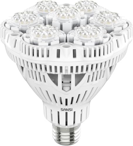 SANSI Lampara de Plantas, Bombilla de Crecimiento LED 40W E27, Luz Plantas Interior de Espectro Completo 4000K, Tecnológico COC, Ángulo de Haz 60°, PPF 67 μmol/s, Cobertura Vegetal: 3x3 Sq Ft