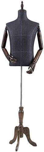 SHANYAYALI Männliche Schaufensterpuppe, Torso, Körperbüsten, Kleiderform mit flexiblen Armen und Holzsockel, höhenverstellbar, Kleidungsdisplay (C)