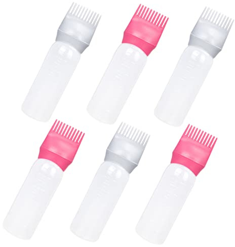WRITWAA 6 Piezas Botellas Aplicadora de Raíces para Tinte de Cabello Hogar Botella de Peine para Aceite de Cabello para Raíces