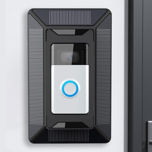 Solar Charger for Video Doorbell, 2-in-1 with Mount Stand, Micro-USB & Type-C Ports, Compatible with Ring Battery Doorbell (2024 Release) and Ring Video Doorbell (2nd Gen - 2020 Release)