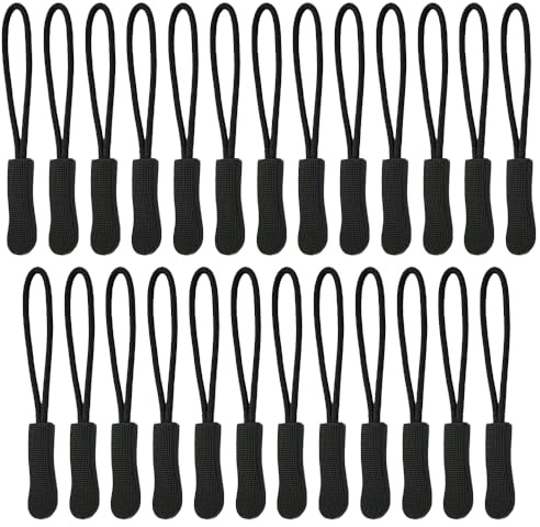 Lmyzcbzl Zipper Pulls Replacement, 25 Piece Zip Extension Tags, Non-Slip Zip Tags, Detachable Zip Extenders, Suitable for Clothing, Rucksacks, Luggage, Handbags, Jackets
