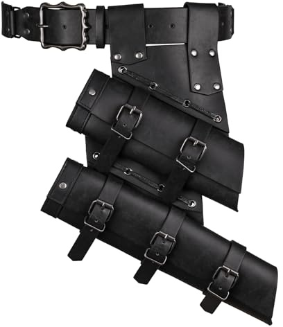 HiiFeuer 2 Pièces Porte-Épée Double Médiéval - Housse d'Épée Réglable pour Ceinture Renaissance - Étui à Épée pour Cosplay & LARP (Noir A)