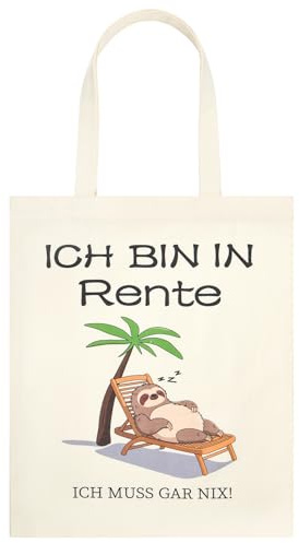 Grünara Rente Jutebeutel – Lustige Tasche mit Faultier Motiv – Geschenkidee für Rentner & Ruhestand