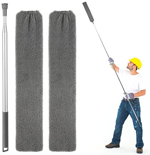 Gap Dust Cleaner Retractable Microfiber Gap Dust Brush Washable Reusable Flat Gap Duster Gap Cleaning Duster with Extendable Pole and Cloth Cover for Home Bedroom Kitchen Bathroom