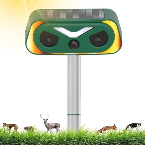 Katzenschreck Ultraschall, Solar Tiervertreiber Katzenvertreiber 2 Modi, Ultraschall Tierabwehr Hundeschreck Wasserdicht mit Bewegungssensor und Blinklicht für Garten Katzen, Hunde, Wildtiere