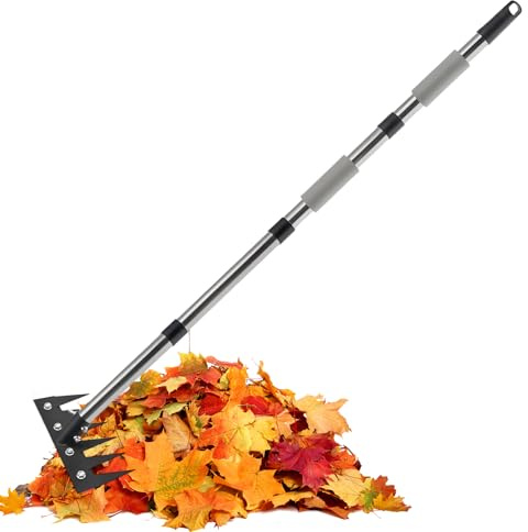 Genérico Herramienta Escardadora con Mango Largo | Desbrozadora Manual para Jardinería Paisajismo Y Airear Suelo,Extractora Ergónoma para Limpieza De Agujas De Pino Y Césped