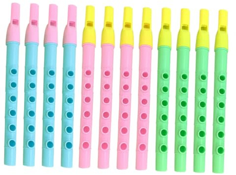 6-loch Sopranblockflöte aus Kunststoff, 12 Stück für Kinder | Farbig Sortiert, Kleiner Format für Musikspiel, Geeignet zum Üben von Koordination Zufällige Farbe