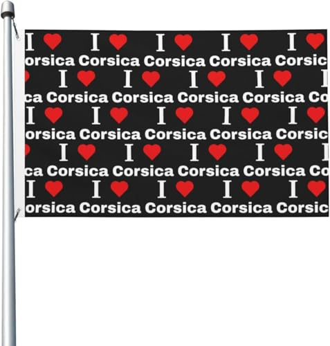 J'Aime La Corse Drapeaux Imprimé Drapeaux De Maison Décoratif Décoration Bannière 90X150Cm Pour Anniversaires Fêtes Ferme