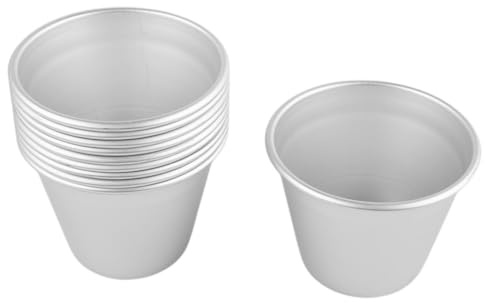 Juego de 10 moldes de aluminio para pudín, para pasteles, cupcakes, magdalenas, tartas de queso, tartas, panna cotta, postres, antiadherentes, reutilizables, compatibles con moldes estándar para
