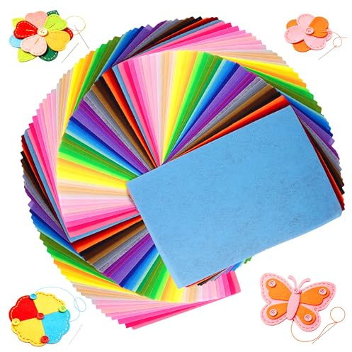 MUKSUET 120 Stück Bunt Filzstoff 20x30 cm, 40 Farben Bastelfilz 1mm | Filz zum Basteln, Farbige Filzplatten, Für DIY Handwerk, Kreative Projekte, Dekoration