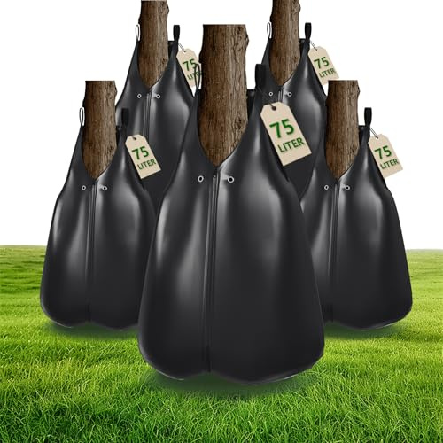 Froadp 5er Set Baumbewässerungssack 75L, Wassersack für Bäume, UV-beständig PVC Tropfbewässersack mit Reißverschluss und Düngemittelkompatibilität, Bewässerungssack für Garten & Obstgarten, Schwarz