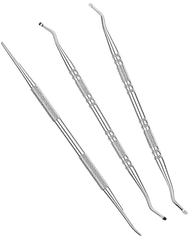 Shimmeroo Lot de 3 outils de nettoyage pour ongles incarnés, lime à ongles incarnés double face et lime à ongles incarnés, lime à ongles en métal professionnelle pour soins des ongles des pieds à