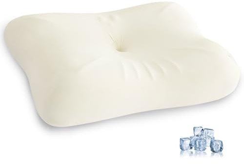 Kavier Orthopaedic Memory Foam Neck Support Pillow for Side Sleepers, White, Ergonomic Cervical Contour for Neck and Shoulder Pain Relief, Dual-Height Cooling