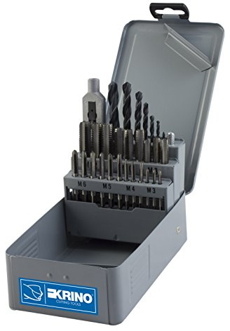 Krino 17005402 machos y terrajas M 3 ÷ 12, juego de 29 piezas), acero