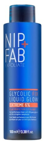 Nip + Fab Glycolic Acid Fix Liquid Glow Extreme 6% | Liquid Peeling | Peeling Facial | Glykolsyra | 100 Ml