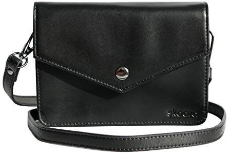 skaard Bauchtasche Leder schwarz, 3-in-1 Crossbody Bag mit Wechselriemen, Oktoberfest Tasche