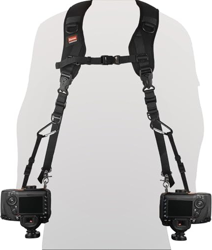 ztowoto Camera Strap Double Shoulder Camera Strap Harness Quick Release Adjustable Dual Camera Tether Strap with Safety Tether and Lens Cleaning Cloth for DSLR SLR Camera