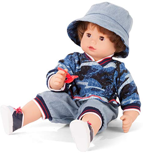 Götz 2027100 Maxy Muffin Fashionisto Puppe – 42 cm große Babypuppe mit braunen Schlafaugen, braune Haare und Weichkörper – Weichkörperpuppe in 8 teiligen Set