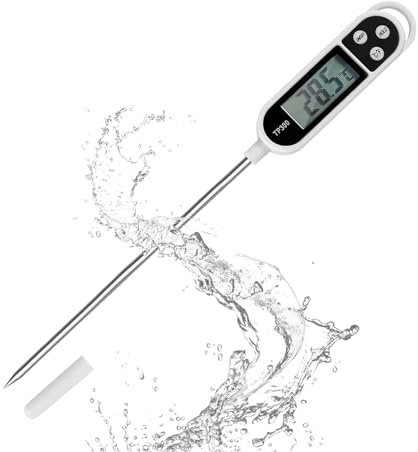 DEWIN Digitale Küchenthermometer, Digitales Thermometer für Lebensmittel mit langen Sonden LCD Anzeige Langer Meat Thermometer zum Kochen Backen Braten Grill Baby Milch
