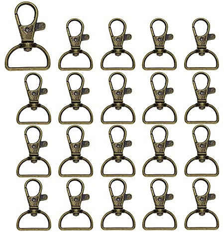 Pamtns 20 Piezas Cierres Mosquetones Metal Giratorios Bronce Forma de D