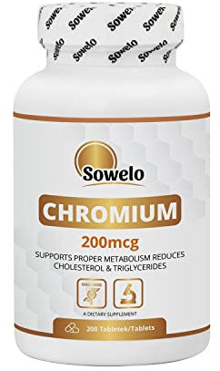 Sowelo Chromium Picolinate - 200 mcg Chrom pro Tablette I zur Aufrechterhaltung eines normalen Blutzuckerspiegels I Ohne unerwünschte Zusätze I 200 Tabletten