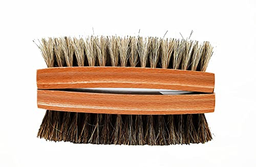 Shoe Brush Set of 2 – 15cm Brushes with 100% Genuine Horsehair Bristles – Premium Shoe Brush for Men – Ideal for Shoes, Boots, Leather Bags, Sofas & Car Seats – Shoe Care & Shine Tool